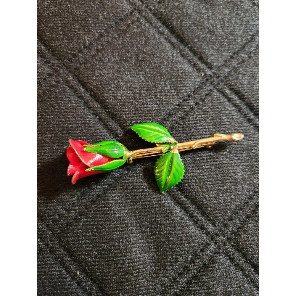 Vintage Enamel Flower Brooch Pin Lot of 2 Roses